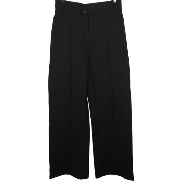 Halara Black Asymmetric High Waist Zip Pocket Straight Leg Ponte Pants Sz Large - Picture 1 of 8